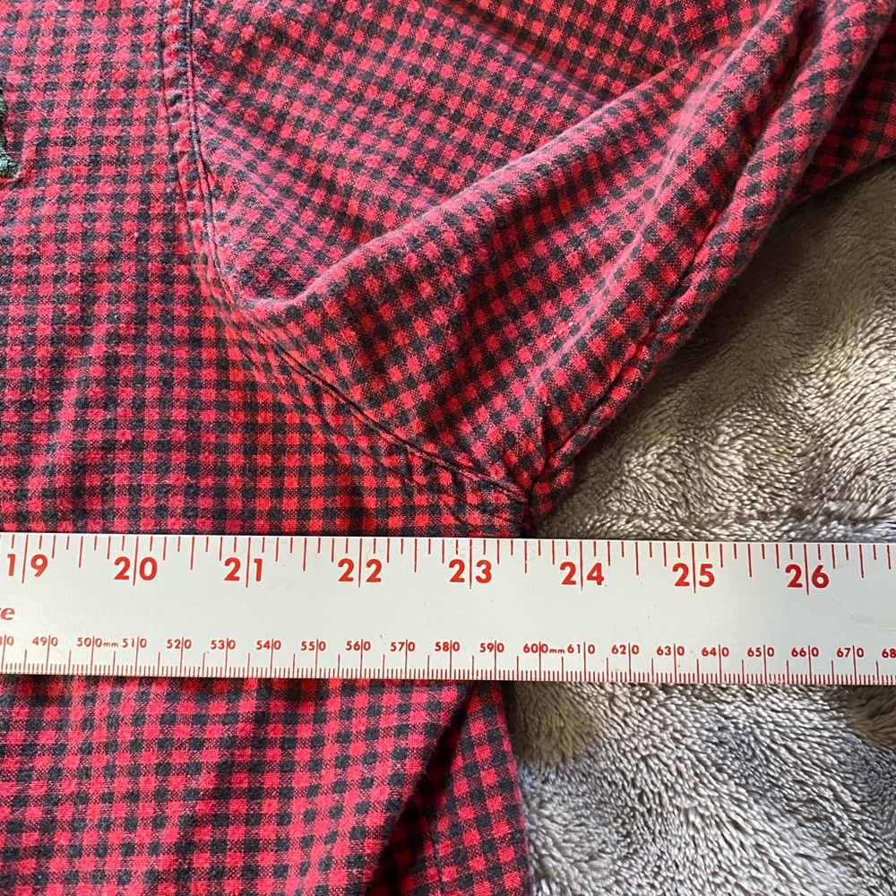 Red Checkered Womens Shirt with Embroidery (920) - Picture 8 of 12